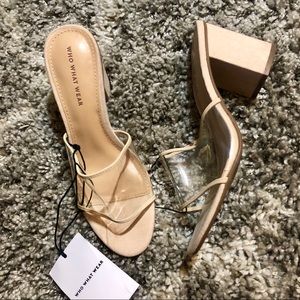 danielle vinyl heeled mules